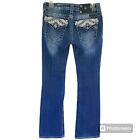 Miss Me Jeans Womens Size 28 Bootcut Low Rise Faded Flap Pocket Denim Sequins
