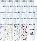Sublimation 25 Pack 20oz Blank Glitter Holographic Straight Stainless Steel Tumb