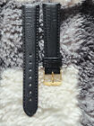 18mm Black Genuine Leather Teju Lizard EMBOSS WATERPROOF Watch Band Strap W/Gold