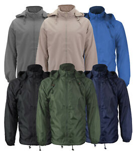 Men's Lined Hooded Windbreaker Water Resistant Polar Fleece Rain Coat Jacket