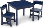 Kids Wood Table and Chair Set (2 Chairs Included), Deep Blue