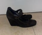 Authentic Prada Dark Brown Suede Platform Wedge Women's Shoes Size 39