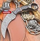 New ListingHand Forged Karambit Knife Twist Damascus Bull Horn Wooden Bolster Sports Unique