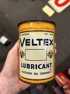 Veltex Rare Original 1lb Excellent Original Grease Can. Fletcher Oil