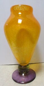 New ListingAmerican  Studio Art Glass Vase Orange, Yellow, Green, Purple Gorgeous, Perfect!