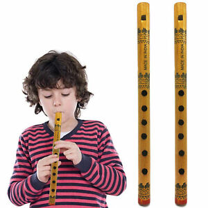 2 Pc Handmade Painted Bamboo Flute Wooden C 6 Holes Musical Instrument 12.8