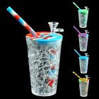9 inch Plastic Cup Hookah Smoking Bong Silicone Lid Water Pipe +14mm Glass Bowl.