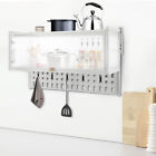 Kitchen Wall-mounted Cabinet W/ Hanging Board With Holes -White Translucent US