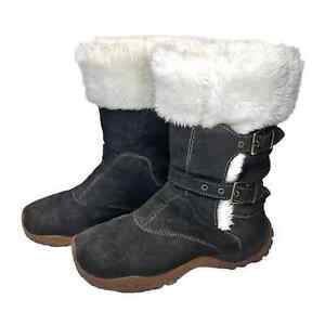 Contagrip Winter Boots Women size 9 Brown Leather Suede Snow Faux Fur