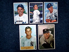 1952-54 Vintage Bowman Yankees Raschi Coleman Byrd Hopp Brown Baseball Lot 5