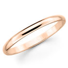 14K Solid Rose Pink Gold 2mm Plain Men's and Women's Wedding Band Ring