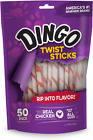 Dingo Twist Sticks Rawhide Chews, Made with Real Chicken, 50 Count