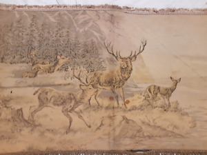 Vintage French Tapestry Antique tapestry Deer scene wall hanging 31X19 inches