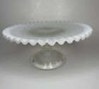 Fenton USA French White Opalescent Diamond Lace Cake Plate Tray Platter 9”Wx4”H