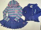 Naartjie Girls Youth Blue Cotton Cropped Cardigan Hooded Tee Skirt 3Pc Set 10