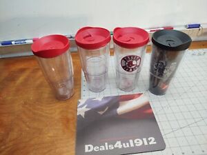 Lot Of 4 Tervis Insulated Tumbler Cup Cold & Hot 24 oz Star Wars Red Sox w/ Lids