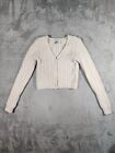 Hollister Cropped Cardigan Sweater Womens XS White Button Up Casual