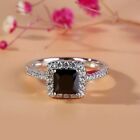 Women's Engagement Ring Princess Lab Created Black Diamond 14K White Gold Plated
