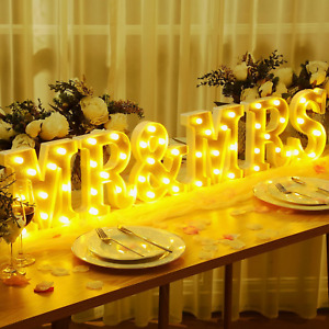 6 Pcs Mr and Mrs LED Sign Wedding Decor Sweetheart Table Decoration Mr and Mrs L