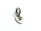 Pandora SSilver 925 ALE CHARM. DANGLING HEART, GOLD ACCENT HEART, I LOVE YOU