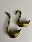 Vintage MCM Pair Of Large Solid Brass Swans Beautiful Figurines