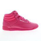 Reebok Freestyle Hi Womens Pink Leather Lace Up Lifestyle Sneakers Shoes