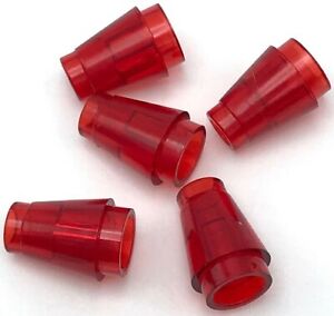 Lego 5 New Trans Red Cone 1 x 1 Pieces with Top Groove B45