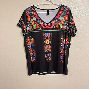 Just Fashion Now V Neck Mexican Fiesta Peasant Women’s size XL