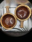 (4) Hull Brown Drip HANDLED SOUP CHILI BOWL Vintage USA
