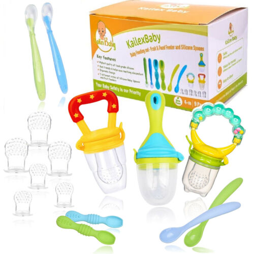 18Pc Baby Food Feeder Set - Fruit Pacifier, Chewable Silicone Spoons for infants