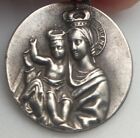 ANTIQUE SILVER PLATED PENDANT MEDAL OF THE VIRGIN OF GUADALUPE IN FULL MOON v/g