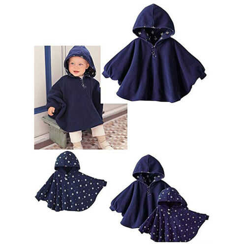 Baby Boys Girls Toddler Hooded Double-Side Wear Cape Poncho Warm Coat Hoodies