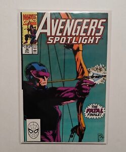 Avengers: Spotlight #36 FATAL FINALE Marvel Hawkeye Cover USAgent 1990 NICE COPY