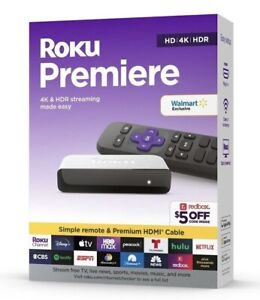 New Roku Premiere 4K/HDR Streaming Media Player with HDMI Cable & Remote