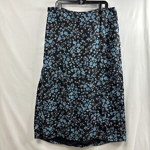 Lane Bryant Maxi Skirt Women 18-20 Blue Black Floral All Over Print Peasant