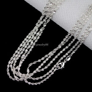 Wholesale 10pcs 2mm 925 Silver Plated Double Water Wave Chain Necklace 16