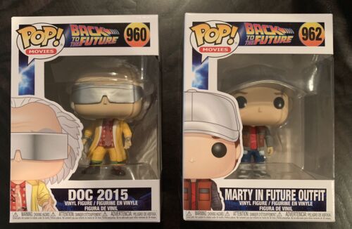 Funko Pop Back to the Future lot Doc 2015 #960 and Marty Future #962 w/Protector