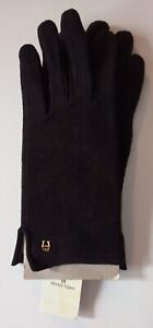 Etienne Aigner Womens Suede Leather Gloves Size Small Black Vintage