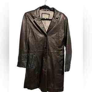Adler Vintage Genuine Leather Trench Coat Size M