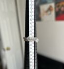 (2) Size 7 Helzberg Diamond Engagement Ring Set .925 Silver HDS Silver Diamond