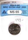 2004-D State Quarter Wisconsin Extra Leaf High ANACS MS-65 #5581