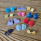 Vintage Pierced Earring Lot of 11 Pairs Retro Fun 80s 90s Colorful Lightweight