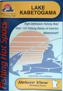 Lake Kabetogama Detailed Fishing Map, Waterproof, GPS Points, Depth #L138