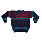 Vintage Dale of Norway Nordic Reindeer Neon Bright Mens Medium Knit Sweater