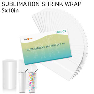 HTVRONT Shrink Wrap for Sublimation Tumblers 5X10 Inch Heat-Resistant 100PCS