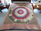 RESTORATION or MATERIAL Vintage Antique Hand Sewn OCTAGONAL LONE STAR Quilt FULL