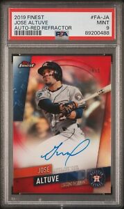 New Listing2019 Topps Finest JOSE ALTUVE Auto Red Refractor 4/5 PSA 9