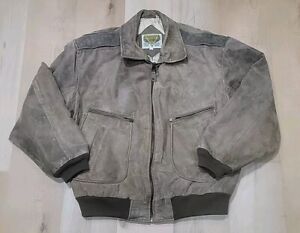 Vintage 80s Phase 2 Jacket Mens XL Brown Leather Bomber Flight Aviator Military