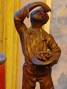 New ListingOriginal Austrian Bronze Sculpture Young Boy Eating Grapes Marble Pedastal Base
