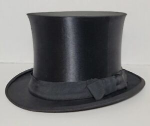 Antique Silk Collapsible Top Hat Opera German Black